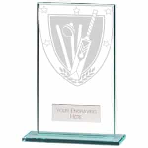 Millennium Cricket Jade Glass Award Trophy HQ