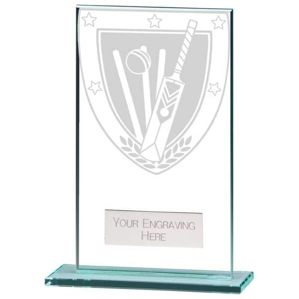 Millennium Cricket Jade Glass Award Trophy HQ