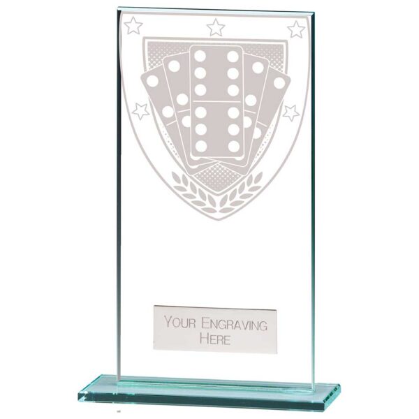 Millennium Dominoes Jade Glass Award Trophy HQ
