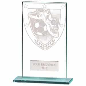 Millennium Football Boot and Ball Jade Glass Award Trophy HQ