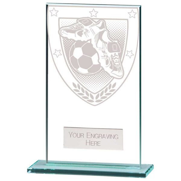 Millennium Football Boot and Ball Jade Glass Award Trophy HQ