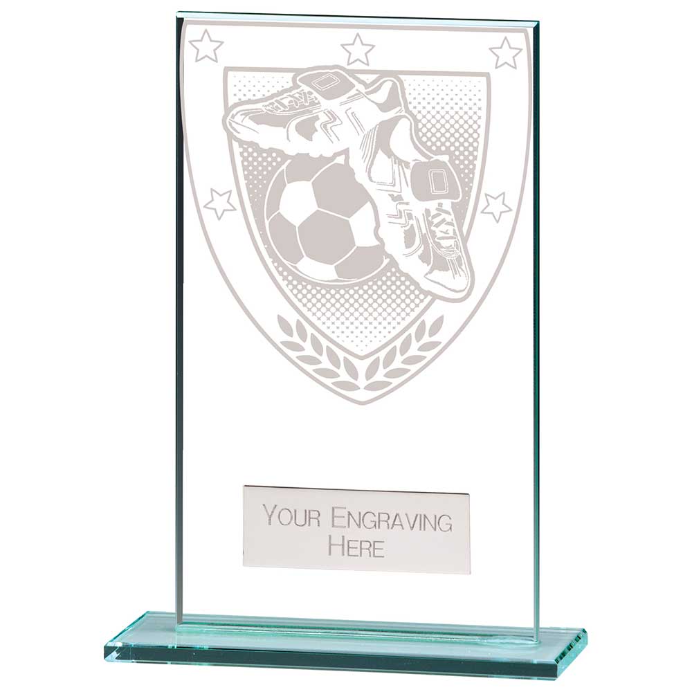 Millennium Football Boot and Ball Jade Glass Award Trophy HQ Millennium Football Boot and Ball Jade Glass Award Trophy HQ