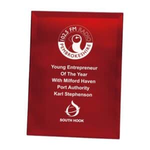 Ruby Red Mirrored Plaque Trophy HQ