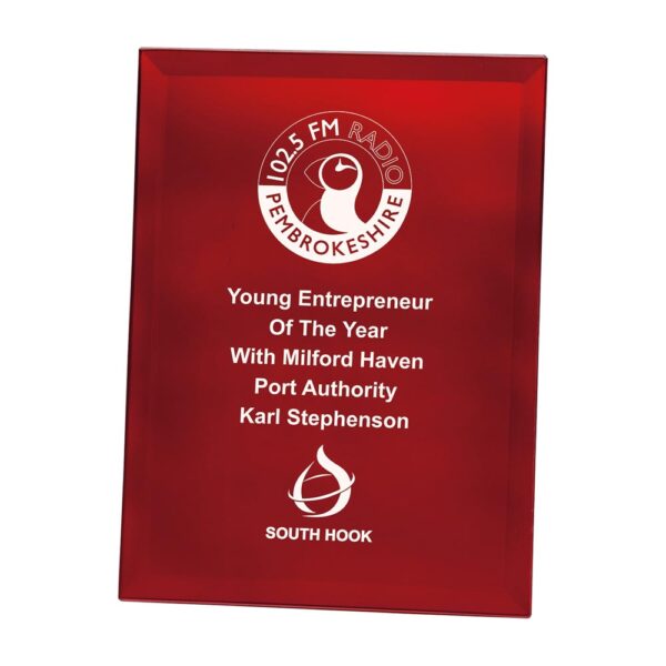 Ruby Red Mirrored Plaque Trophy HQ
