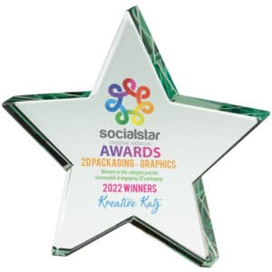 Aurora Jade Star Glass Award Trophy HQ