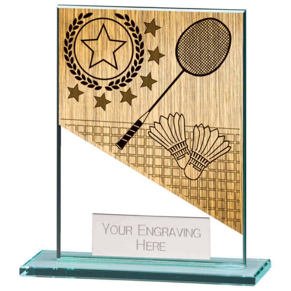 Mustang Badminton Jade Glass Award Trophy HQ