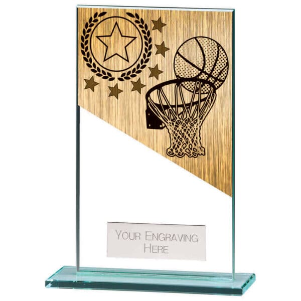 Mustang Basketball Jade Glass Award Trophy HQ