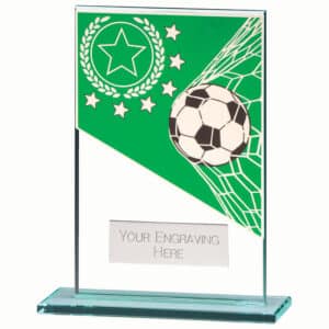 Mustang Football Green Jade Glass Award Trophy HQ