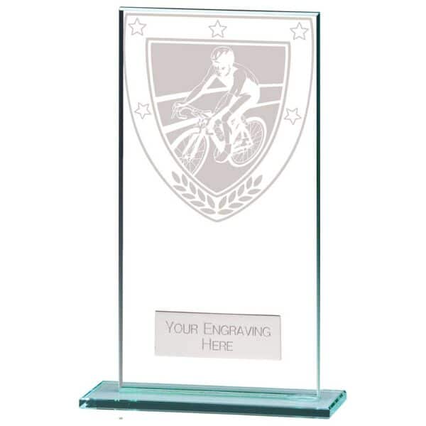 Millennium Cycling Jade Glass Award Trophy HQ