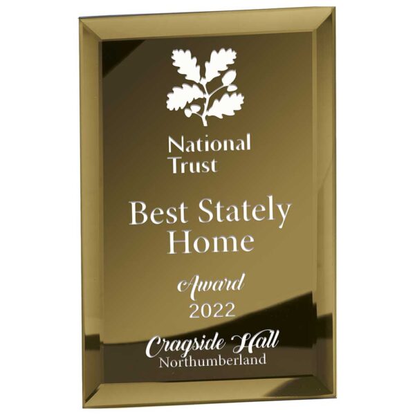 Mirage Gold Mirrored Glass Plaque Trophy HQ