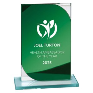 Seismic Multi Award Mirror Glass Award Green Trophy HQ