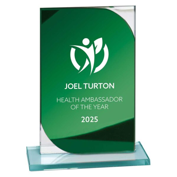 Seismic Multi Award Mirror Glass Award Green Trophy HQ