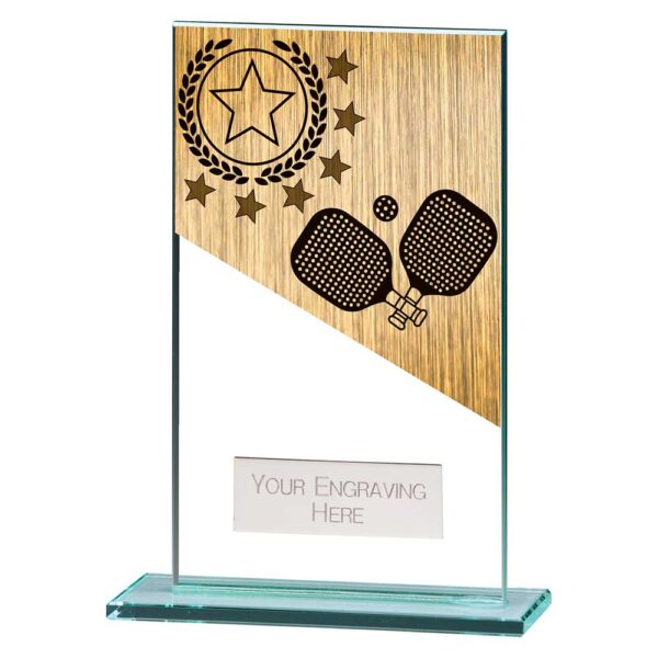 Mustang Pickleball Jade Glass Award Trophy HQ