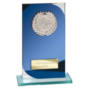 Seismic Multi Award Glass Blue and Silver Trophy HQ