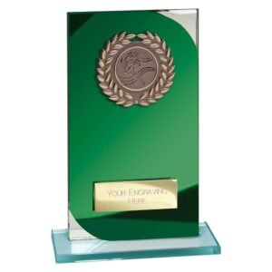Seismic Multi Award Glass Green and Silver Trophy HQ