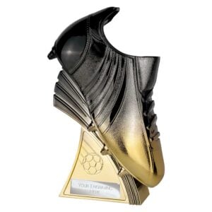 Power Boot Football Trophy Black and Gold Trophy HQ