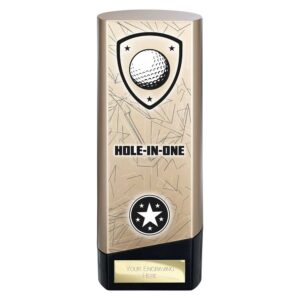 Prime Golf Trophy Hole in One Black and Gold Trophy HQ