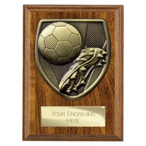 Cobra Plaque Football Boot and Ball Walnut Cobra Plaque Football Boot and Ball Walnut Trophy HQ
