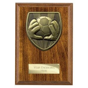 Cobra Plaque Football Goal Keeper Walnut Trophy HQ