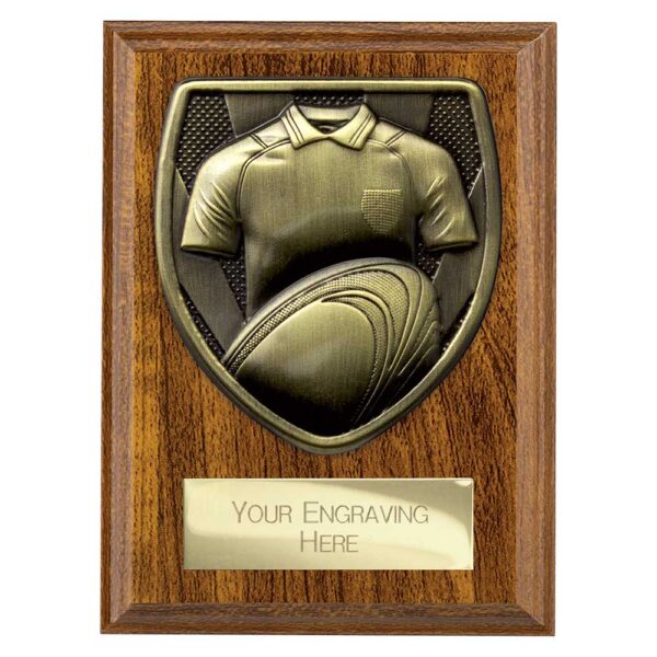 Cobra Plaque Rugby Shirt and Ball Walnut Trophy HQ