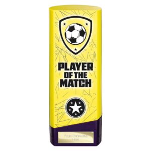 Prime Football Trophy Player of Match Yellow and Purple Trophy HQ