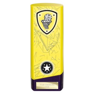Prime Trophy Netball Yellow and Purple Trophy HQ