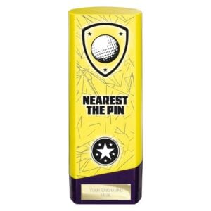 Prime Trophy Golf Nearest the Pin Yellow and Purple Trophy HQ