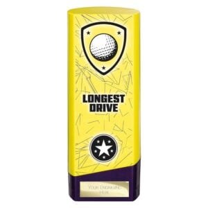 Prime Trophy Golf Longest Drive Yellow and Purple Trophy HQ