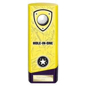 Prime Trophy Golf Hole in One Yellow and Purple Trophy HQ