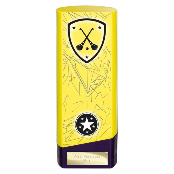 Prime Trophy GAA Hurling Yellow and Purple Trophy HQ