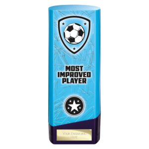 Prime Football Trophy Most Improved Player Blue and Purple Trophy HQ
