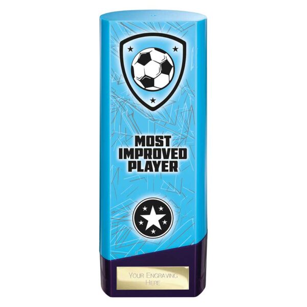 Prime Football Trophy Most Improved Player Blue and Purple Trophy HQ