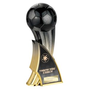 Firestorm Football Trophy Thank You Coach Black and Gold Trophy HQ