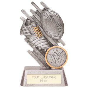 Focus Rugby Boot and Ball Trophy Rugby ball-shaped trophies with optional engraving for clubs and schools – Trophy HQ