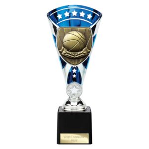 Cobra Star Trophy Cup Basketball Blue and Silver Trophy HQ