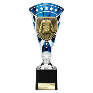Cobra Star Trophy Cup Martial Arts Gee Blue and Silver Trophy HQ