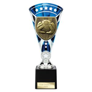 Cobra Star Trophy Cup Football Goal Keeper Blue and Silver Trophy HQ