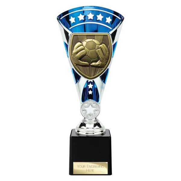 Cobra Star Trophy Cup Football Goal Keeper Blue and Silver Trophy HQ