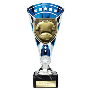 Cobra Star Trophy Cup Football Shirt and Ball Blue and Silver Cobra Star Trophy Cup Football Shirt and Ball Blue and Silver Trophy HQ