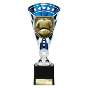Cobra Star Trophy Cup Football Shirt and Ball Blue and Silver Trophy HQ