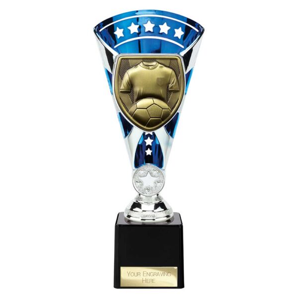 Cobra Star Trophy Cup Football Shirt and Ball Blue and Silver Trophy HQ