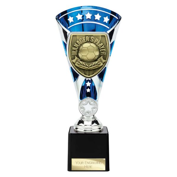 Cobra Star Trophy Cup Managers Player Blue and Silver Trophy HQ