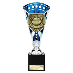 Cobra Star Trophy Cup Thank you Coach Blue and Silver Trophy HQ
