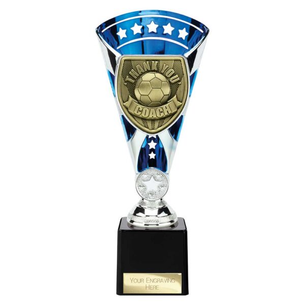 Cobra Star Trophy Cup Thank you Coach Blue and Silver Trophy HQ