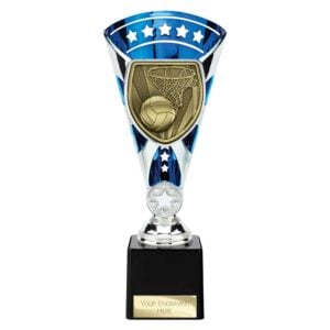 Cobra Star Trophy Cup Netball Blue and Silver Trophy HQ