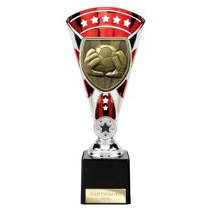 Cobra Star Trophy Cup Football Goal Keeper Red and Silver Trophy HQ