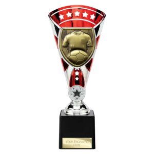 Cobra Star Trophy Cup Football Shirt and Ball Red and Silver Trophy HQ