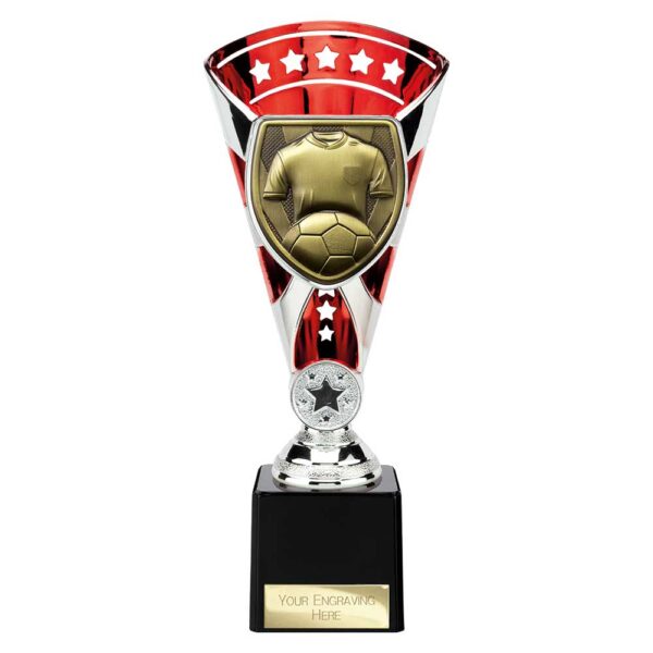 Cobra Star Trophy Cup Football Shirt and Ball Red and Silver Trophy HQ