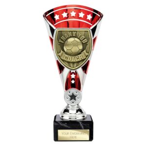 Cobra Star Trophy Cup Thank you Coach Red and Silver Cobra Star Trophy Cup Thank you Coach Red and Silver Trophy HQ 2