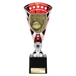 Cobra Star Trophy Cup Netball Red and Silver Trophy HQ